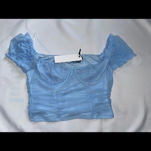 Sky Blue Ruched Top